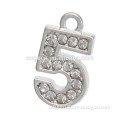17.8mm New Arrival silver and gold letter five Zinc Alloy lalique crystal point pendant